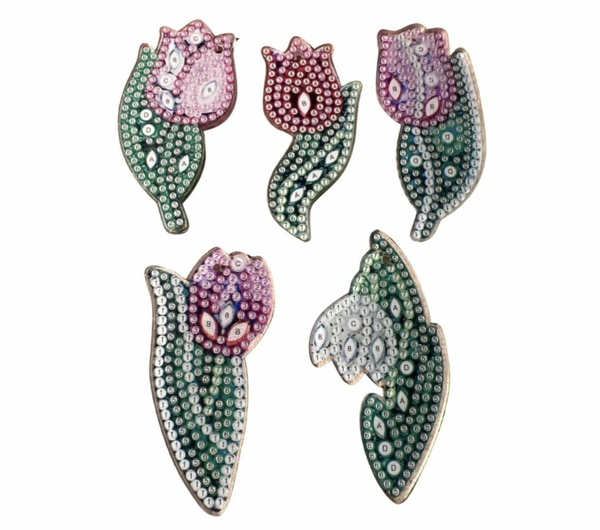 Diamond Painting Sleutelhanger - Dubbelzijdig - 5 x sleutelhanger - Tulpen - Volwassenen - Hobby - Bloemen - Kinderen - volledig pakket- Kinderfeestje - Zelf sleutelhanger maken - Hanger voor aan je tas - Afbeelding 2