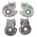 Diamond Painting Sleutelhanger - Dubbelzijdig - Dieren - Kat - 4 x sleutelhanger - Volwassenen - Hobby - Kinderen - volledig pakket - Kinderfeestje - Zelf sleutelhanger maken - Hanger voor aan je tas