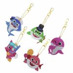 Diamond Painting Sleutelhanger - Dubbelzijdig - Haai- Dieren - 5 x sleutelhanger - Volwassenen - Hobby - Kinderen - volledig pakket - Kinderfeestje - Zelf sleutelhanger maken - Hanger voor aan je tas