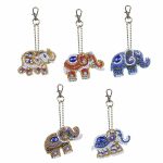 Diamond Painting Sleutelhanger - Dubbelzijdig - Olifant - Dieren - 5 x sleutelhanger - Volwassenen - Hobby - Kinderen - volledig pakket - Kinderfeestje - Zelf sleutelhanger maken - Hanger voor aan je tas