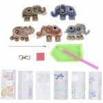 Diamond Painting Sleutelhanger - Dubbelzijdig - Olifant - Dieren - 5 x sleutelhanger - Volwassenen - Hobby - Kinderen - volledig pakket - Kinderfeestje - Zelf sleutelhanger maken - Hanger voor aan je tas
