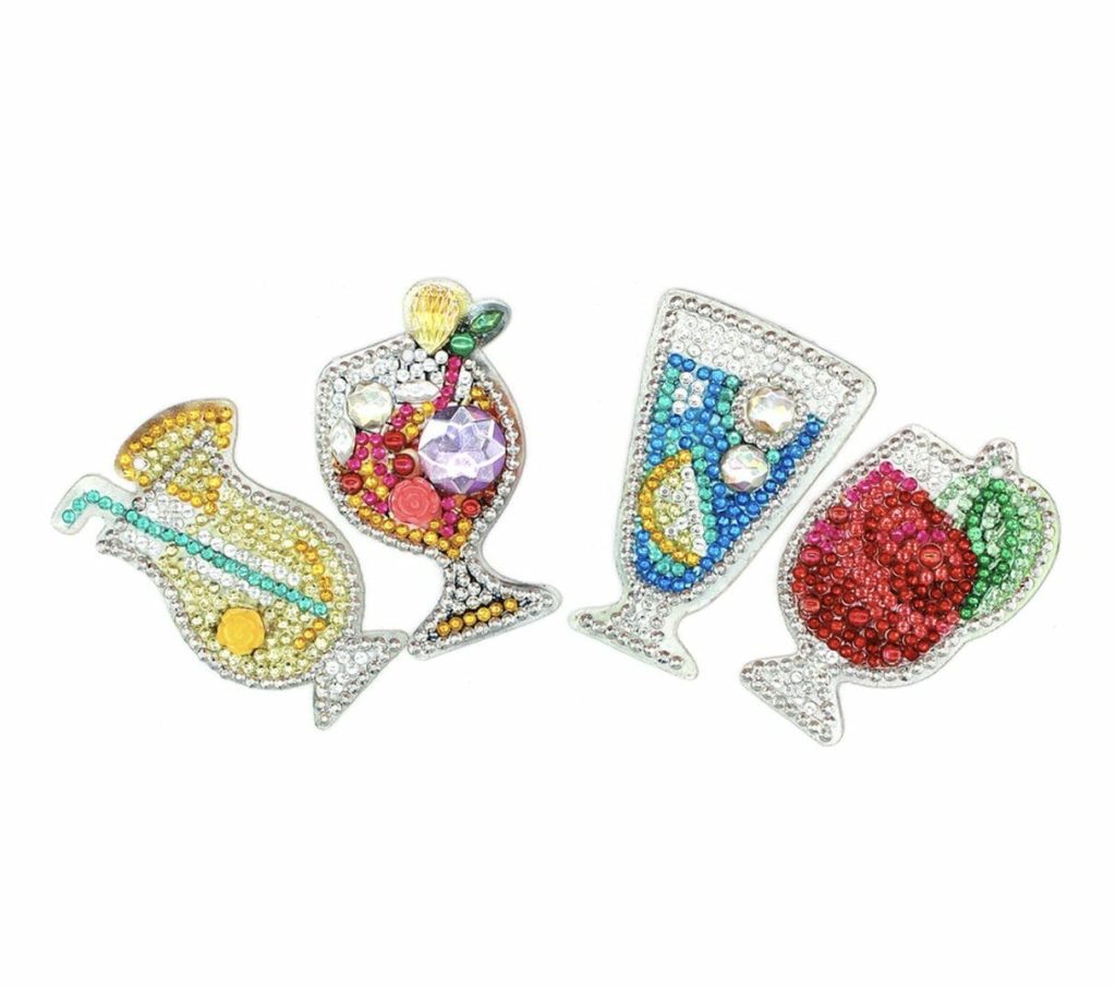 Diamond Painting Sleutelhanger - Dubbelzijdig - Drinken - Cocktail - 4 x sleutelhanger - Volwassenen - Hobby - Kinderen - volledig pakket - Kinderfeestje - Sleutelhanger - Hanger voor aan je tas