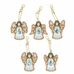 Diamond Painting Sleutelhanger - Dubbelzijdig - Engel - Kerst - Hanger voor in de kerstboom - 5 x sleutelhanger - Volwassenen - Hobby - Kinderen - volledig pakket - Kinderfeestje - Zelf sleutelhanger maken