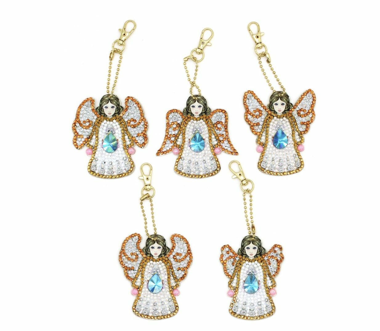 Diamond Painting Sleutelhanger - Dubbelzijdig - Engel - Kerst - Hanger voor in de kerstboom - 5 x sleutelhanger - Volwassenen - Hobby - Kinderen - volledig pakket - Kinderfeestje - Zelf sleutelhanger maken