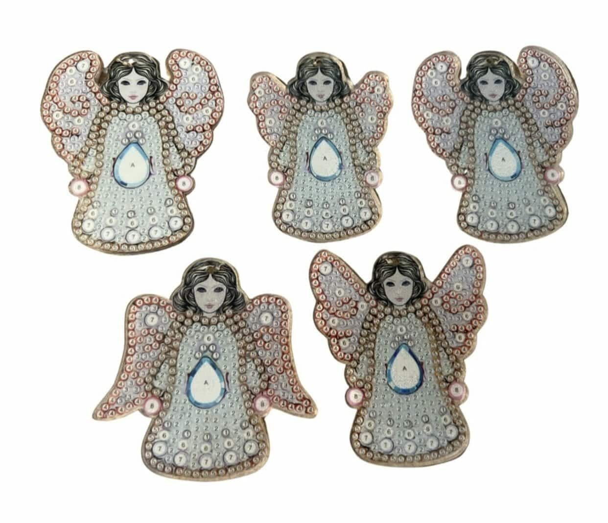 Diamond Painting Sleutelhanger - Dubbelzijdig - Engel - Kerst - Hanger voor in de kerstboom - 5 x sleutelhanger - Volwassenen - Hobby - Kinderen - volledig pakket - Kinderfeestje - Zelf sleutelhanger maken - Afbeelding 2