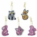 Diamond Painting Sleutelhanger - Dubbelzijdig - 5 x sleutelhanger - Dieren - Vos - Muis - Konijn - Volwassenen - Hobby - Kinderen - volledig pakket - Kinderfeestje - Sleutelhanger - Hanger