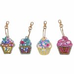 Diamond Painting Sleutelhanger - Dubbelzijdig - Cupcake - IJsjes - 4 x sleutelhanger - Volwassenen - Hobby - Kinderen - volledig pakket - Kinderfeestje - Sleutelhanger - Hanger voor aan je tas