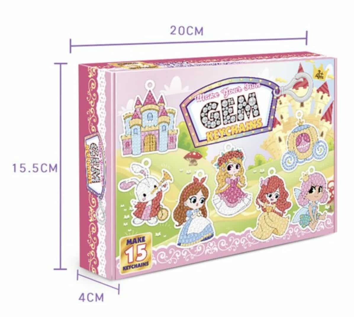 Diamond Painting Sleutelhangers - Dubbelzijdig - 15 x sleutelhanger - Hobby - Prinses - Kinderen - volledig pakket - Kinderfeestje - maak je eigen prinsessen sleutelhanger - Hanger - Afbeelding 3