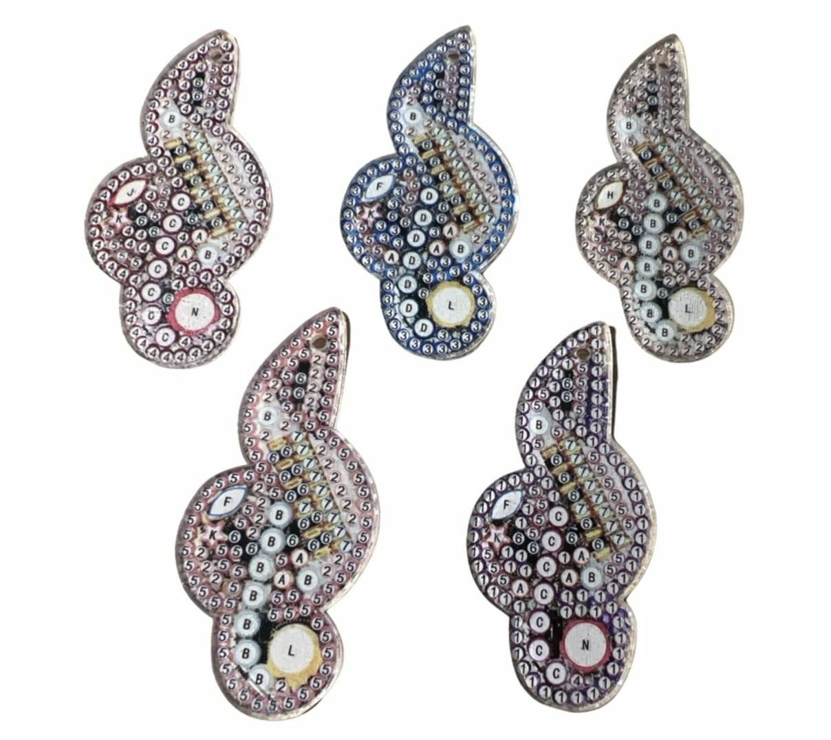 Diamond Painting Sleutelhanger - Dubbelzijdig - 5 x sleutelhanger - Muzieknoot - Muziek - Volwassenen - Hobby - Kinderen - volledig pakket - Kinderfeestje - Sleutelhanger - Hanger - Afbeelding 2