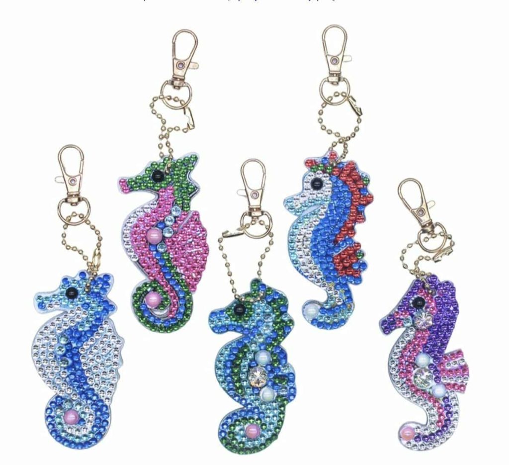 Diamond Painting Sleutelhanger - Dubbelzijdig - 5 x sleutelhanger - Dieren - Zeepaardje - Volwassenen - Hobby - Kinderen - volledig pakket - Kinderfeestje - Sleutelhanger - Hanger