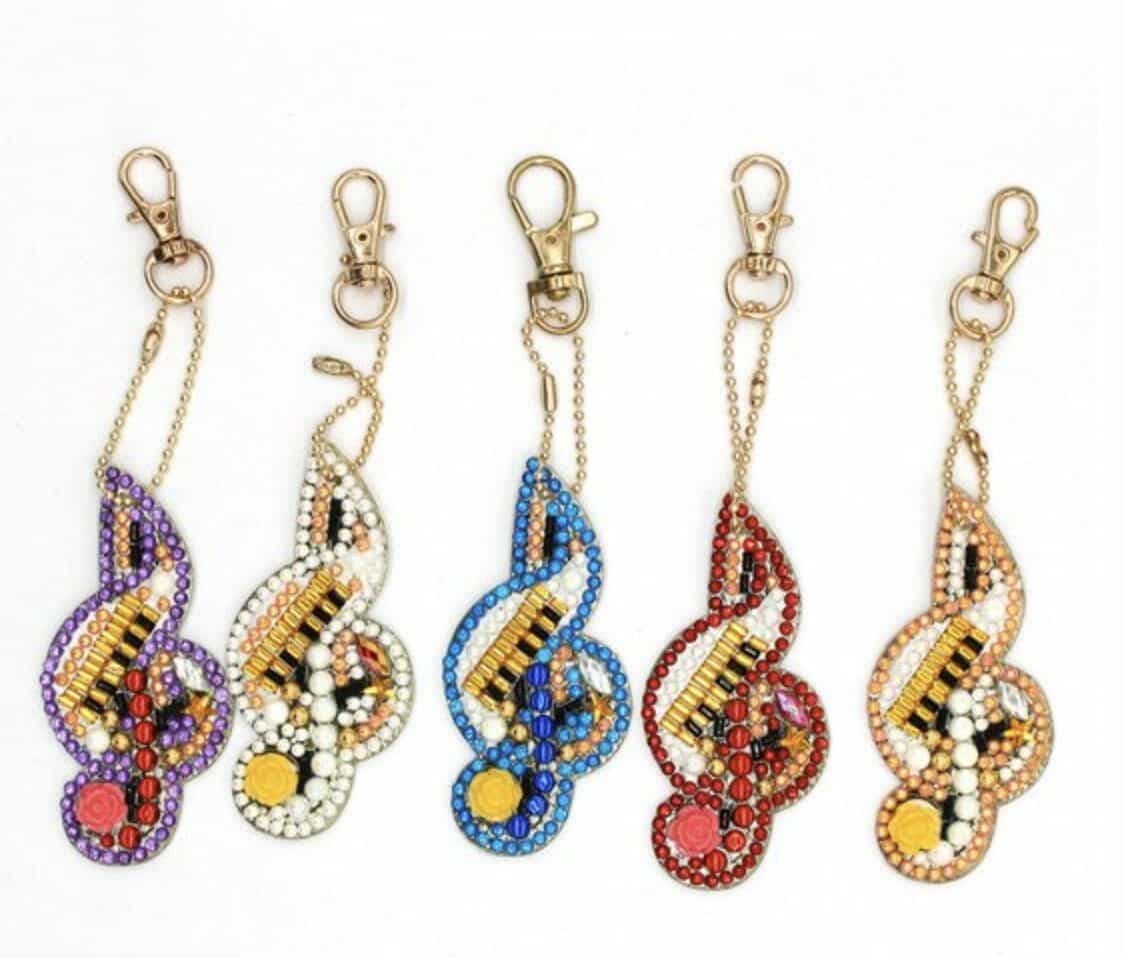 Diamond Painting Sleutelhanger - Dubbelzijdig - 5 x sleutelhanger - Muzieknoot - Muziek - Volwassenen - Hobby - Kinderen - volledig pakket - Kinderfeestje - Sleutelhanger - Hanger