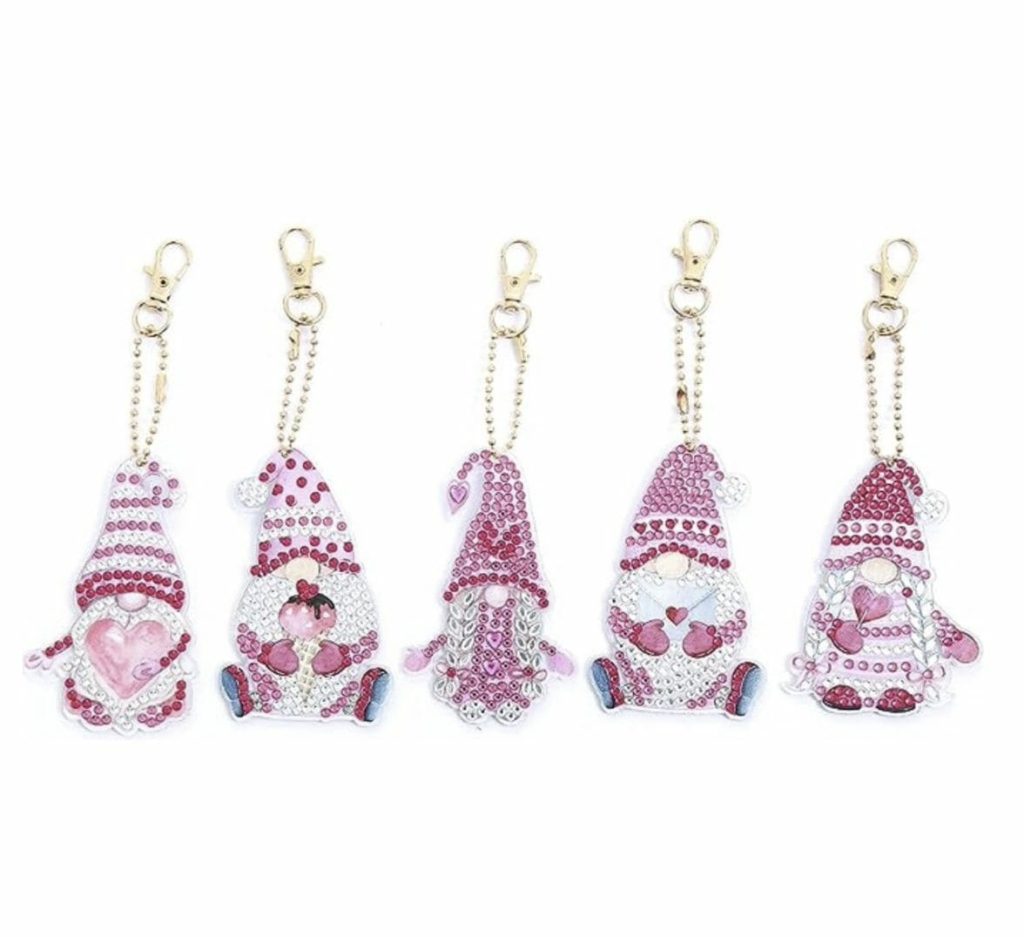 Diamond Painting Sleutelhanger - Dubbelzijdig - Volwassenen - Hobby - Roze - Kabouter - Dwerg - Kinderen - volledig pakket - Kinderfeestje - Hanger - Dubbelzijdig