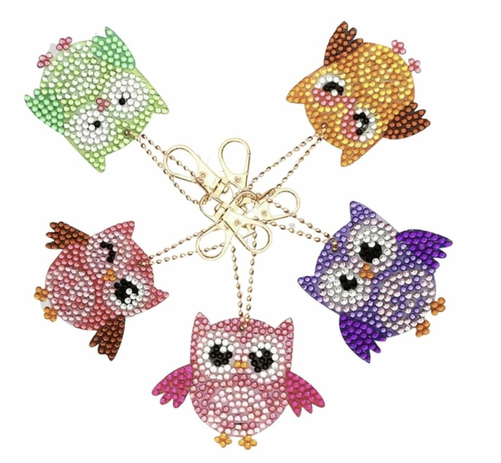 Diamond Painting Sleutelhanger - Dubbelzijdig - Dieren - Uil - Volwassenen - Hobby - Kinderen - volledig pakket - Kinderfeestje - Sleutelhanger - Hanger - Afbeelding 2