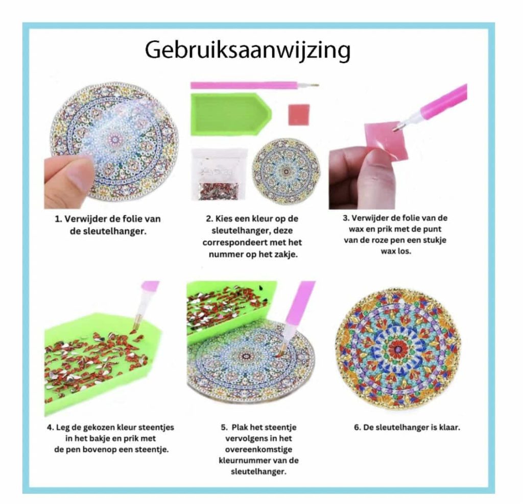 Diamond Painting Sleutelhanger - Dubbelzijdig - 5 x sleutelhanger - Dieren - Zeepaardje - Volwassenen - Hobby - Kinderen - volledig pakket - Kinderfeestje - Sleutelhanger - Hanger - Afbeelding 3