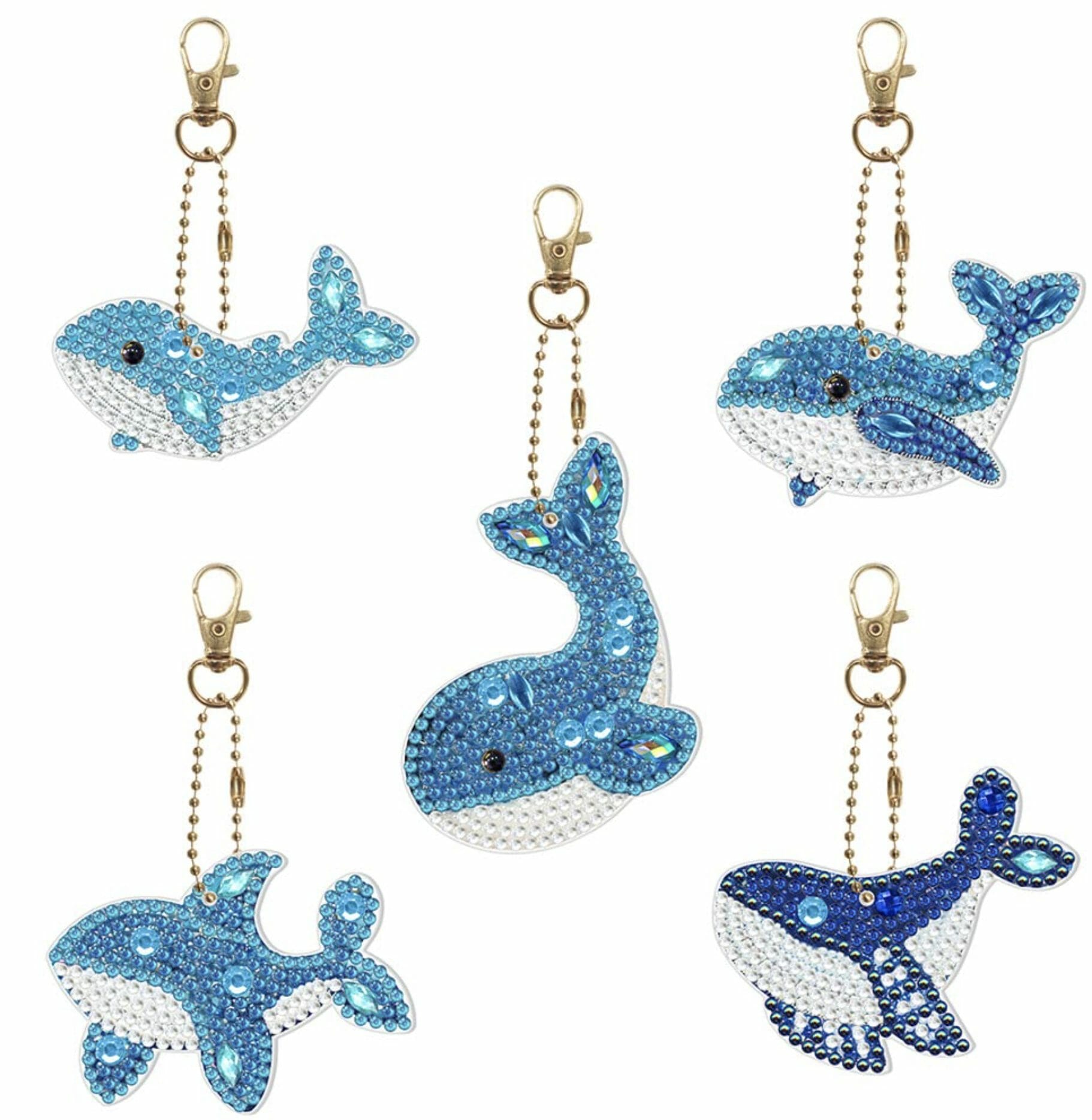 Diamond Painting Sleutelhanger - Dubbelzijdig - Dolfijn - 5 x sleutelhanger - Volwassenen - Hobby