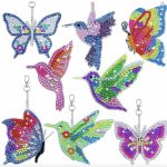 Diamond Painting Sleutelhanger - 8 stuks - Dubbelzijdig - Vogel - Vlinder - Hobby