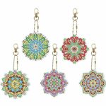 Diamond Painting Sleutelhanger - Dubbelzijdig - Mandala - 5 x sleutelhanger - Volwassenen - Hobby