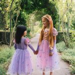 Rapunzel jurk + tiara + haarband + handschoenen + sieradenset
