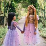 Rapunzel jurk + tiara + haarband + handschoenen + sieradenset