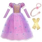 Rapunzel jurk + tiara + haarband + handschoenen + sieradenset