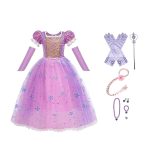 Rapunzel jurk + tiara + haarband + handschoenen + sieradenset