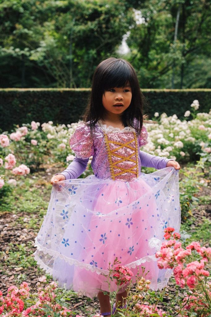 Rapunzel jurk + tiara + haarband + handschoenen + sieradenset - Afbeelding 5
