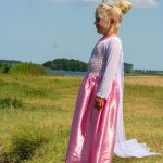 Roze prinsessenjurk met lange sleep + accessoires
