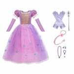 Rapunzel jurk + tiara + haarband + handschoenen + sieradenset