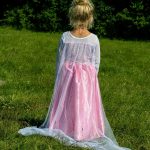 Roze prinsessenjurk met lange sleep + accessoires