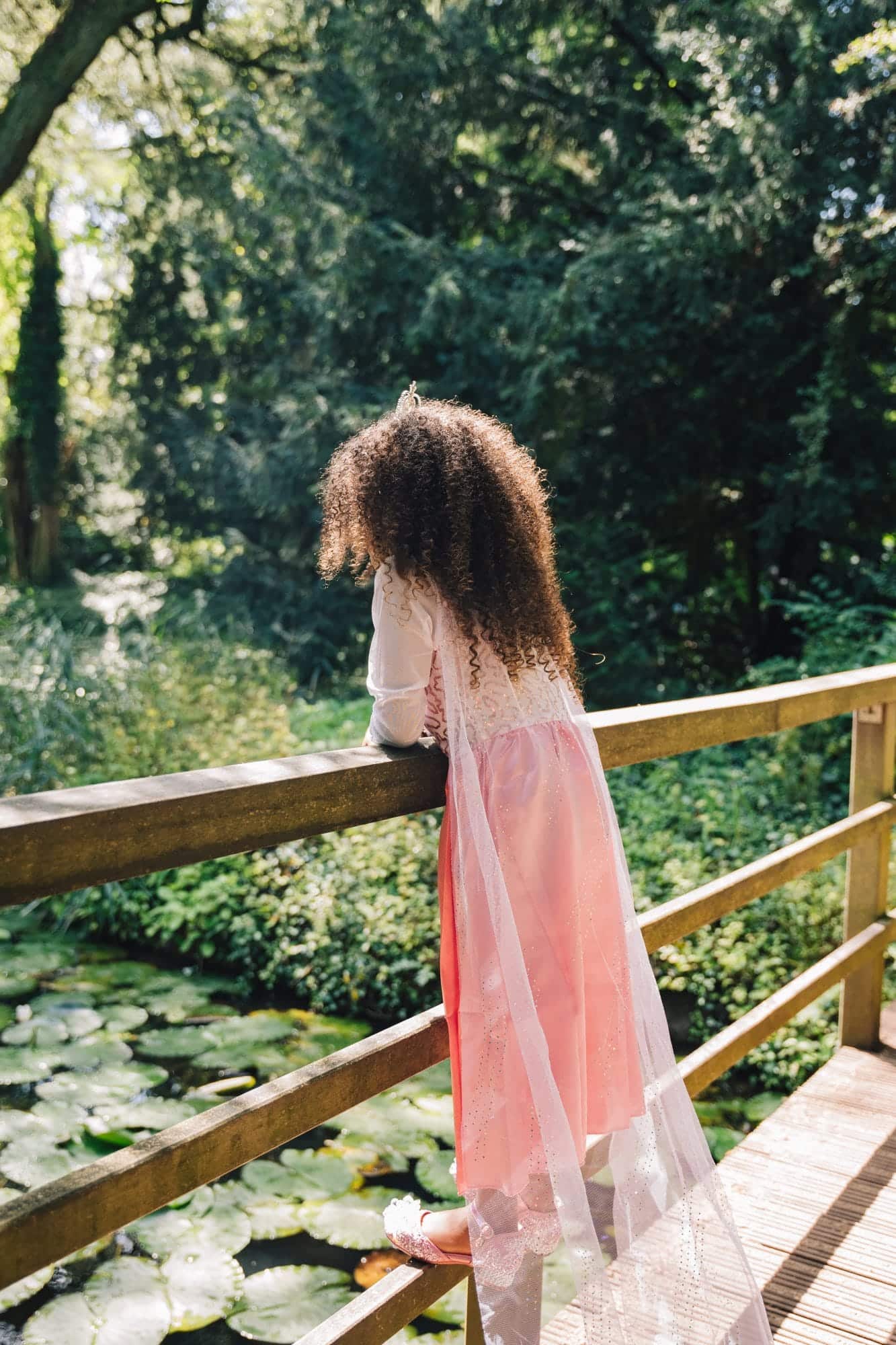 Roze prinsessenjurk met lange sleep + accessoires - Afbeelding 5