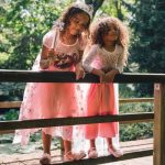 Roze prinsessenjurk met lange sleep + accessoires
