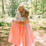Roze prinsessenjurk met lange sleep + accessoires
