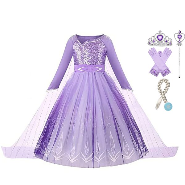 Frozen Elsa jurk - Prinsessenjurk meisje - Paars
