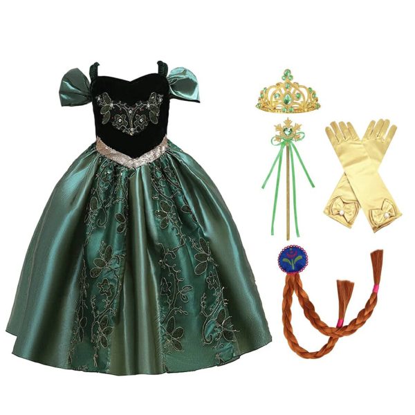 Carnavalsdeal Frozen Anna jurk + Accessoires - Luxe Prinsessenjurk