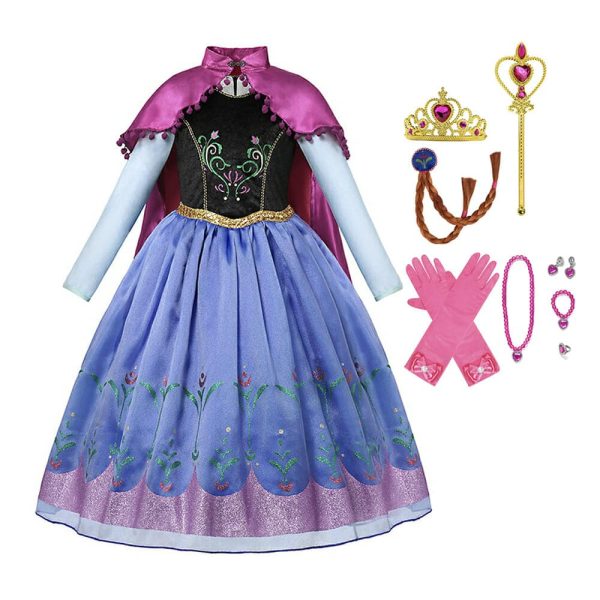 Frozen Anna Deluxe Jurk - Lange Roze Cape - Prinsessenjurk + Accessoires