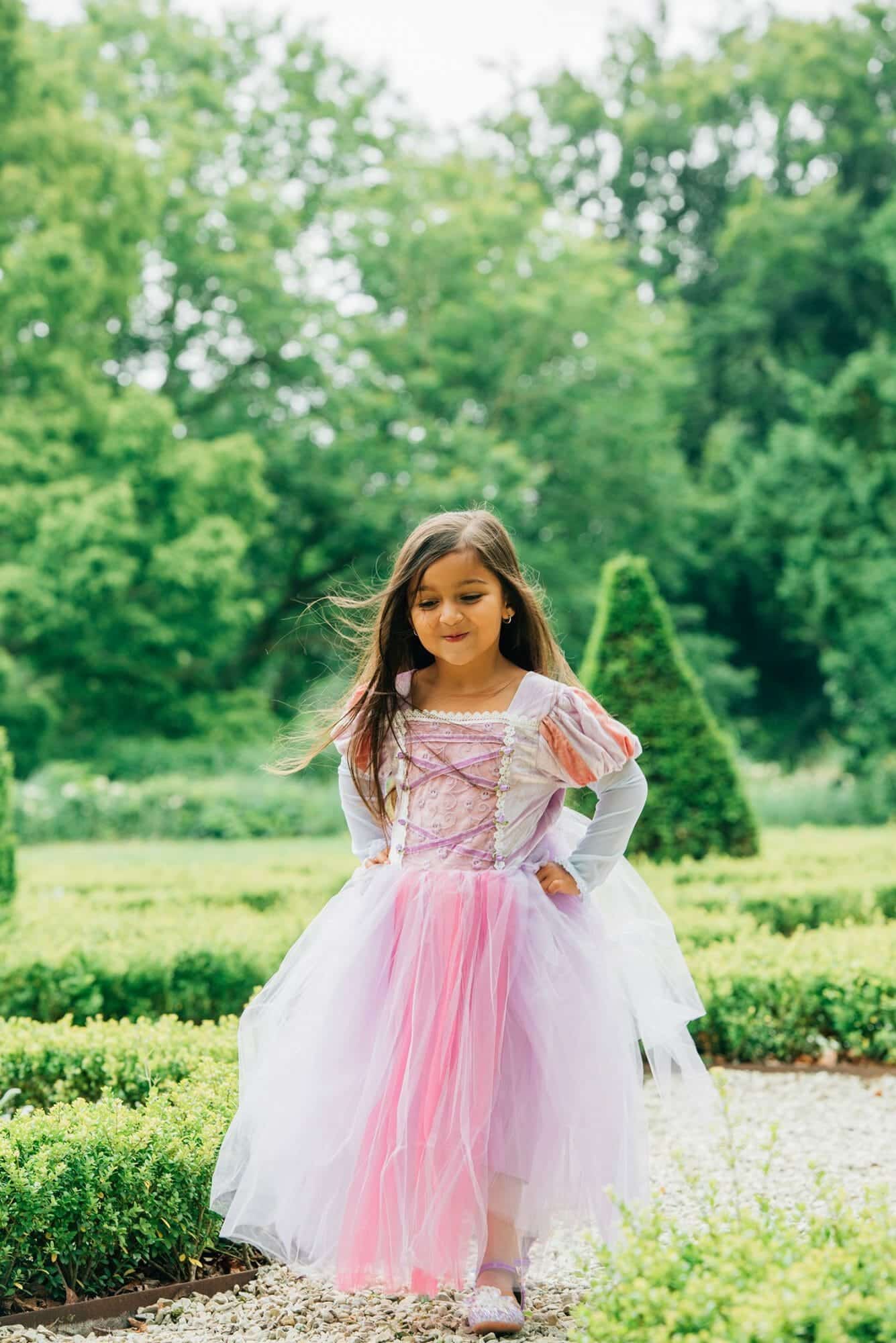 2x Rapunzel Deluxeprinsessenjurken+Rapunzel haarband+Toverstaf/Kroon - Afbeelding 8