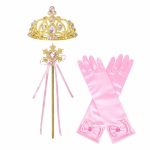 Rapunzel + Belle jurk + haarband + toverstaf/kroon