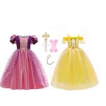 Rapunzel + Belle jurk + haarband + toverstaf/kroon