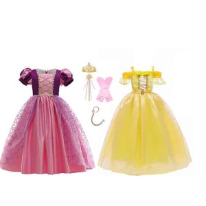 Rapunzel + Belle jurk + haarband + toverstaf/kroon
