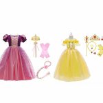Rapunzel + Belle jurk + haarband + toverstaf/kroon