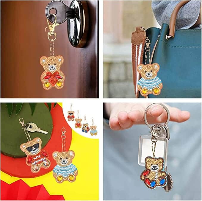 Diamond Painting Sleutelhanger Beer - Volwassenen - Hobby - Kinderen - Afbeelding 2