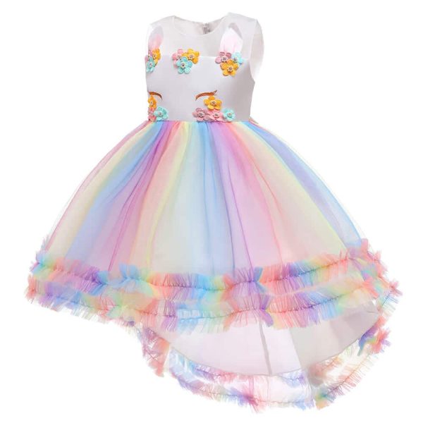 Unicorn jurk - Eenhoorn jurk - Prinsessenjurk meisje - Wit - Afbeelding 3