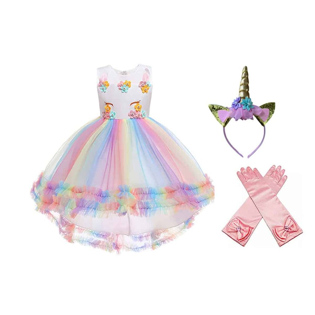 Unicorn jurk - Eenhoorn jurk - Prinsessenjurk meisje - Wit
