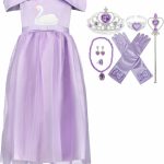 Prinsessenjurk Zwaan + Kroon, Toverstaf, Handschoenen, Juwelen