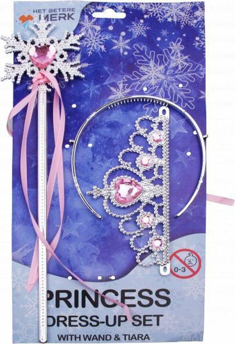 Prinses Toverstaf Lint + Tiara(Kroon) - Roze - Afbeelding 2