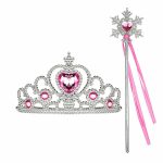 Prinses Toverstaf Lint + Tiara(Kroon) - Roze