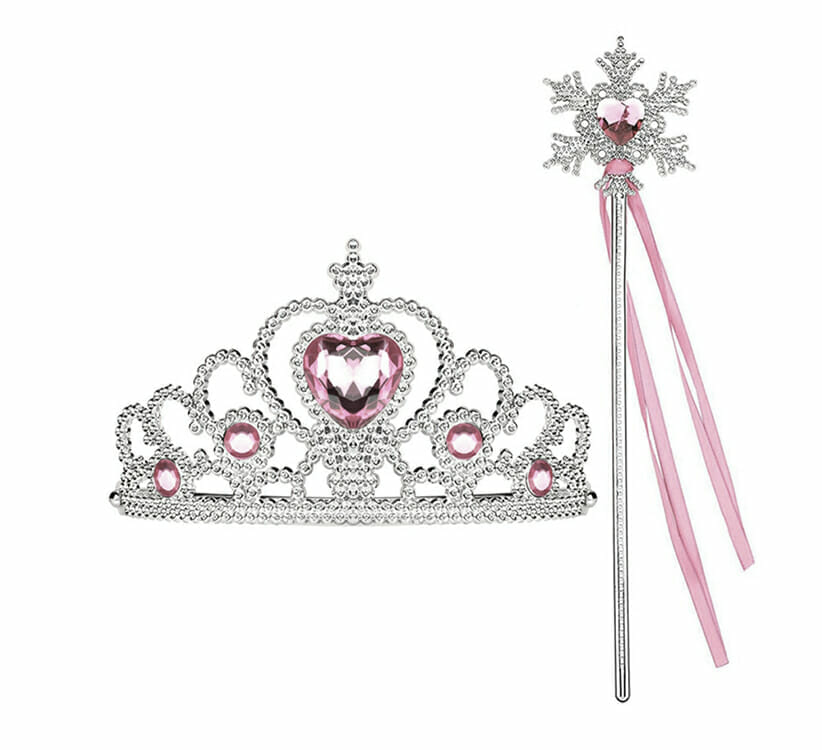 Prinses Toverstaf Lint + Tiara(Kroon) - Roze