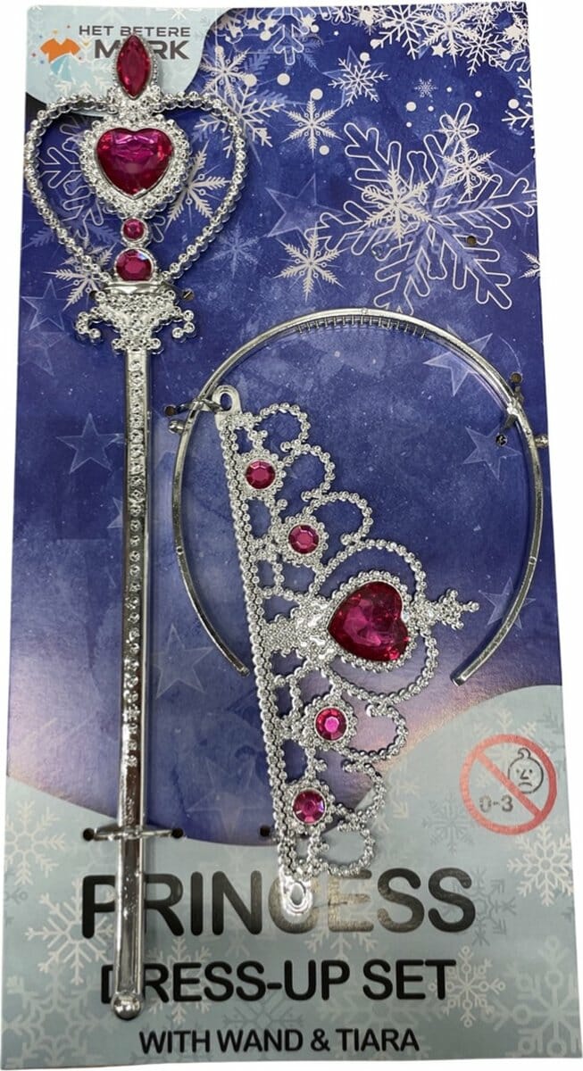 Prinses Toverstaf + Tiara (Kroon)- Fuchsia - Afbeelding 2