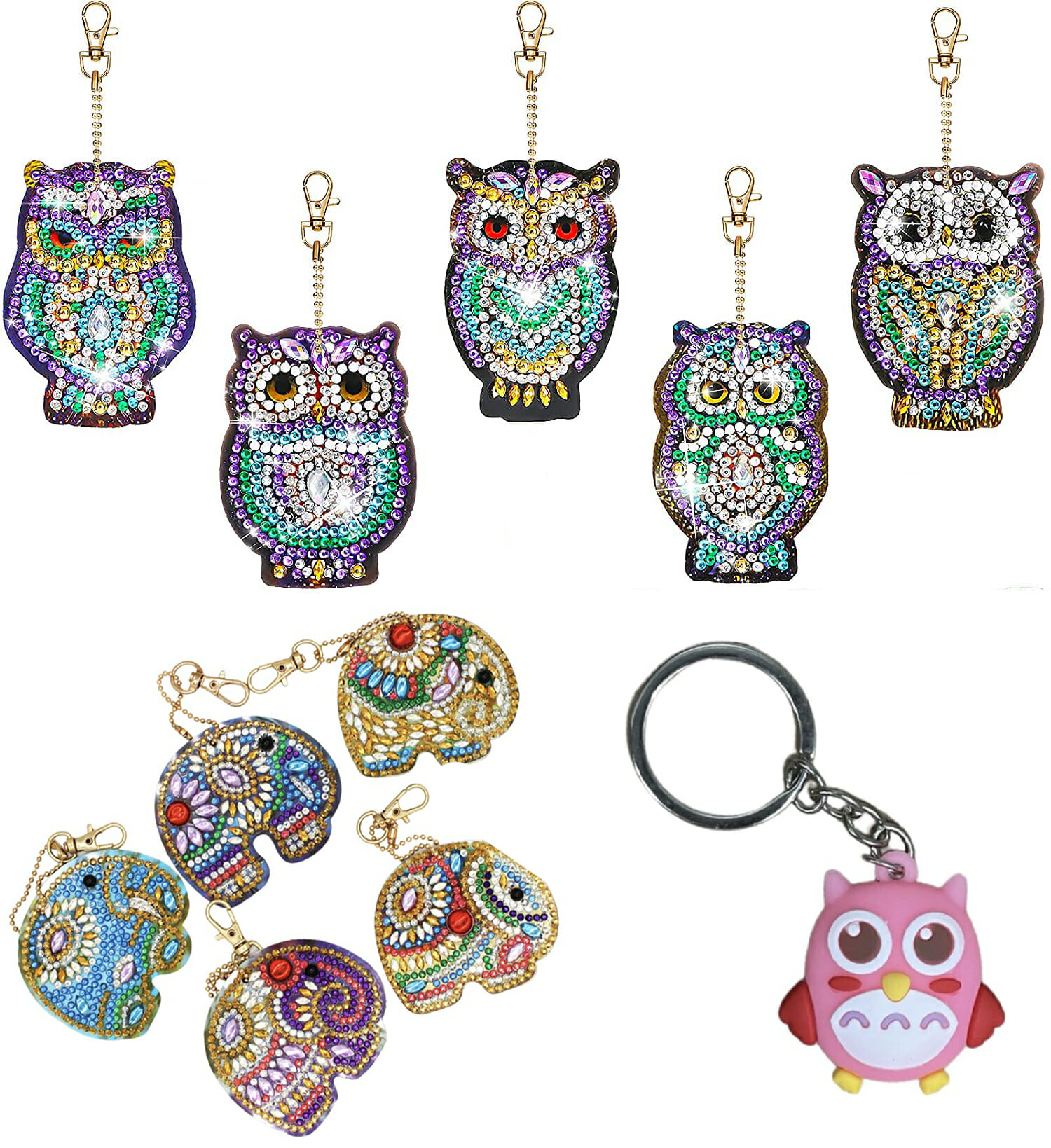 Diamond Painting Olifant + Uil +3D Hanger - Volwassenen - Kinderen - Sleutelhangers - Hobby