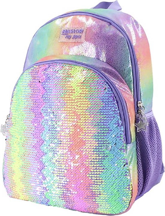 Schooltas - Rugzak Meisje - Rugtas - Regenboog - 42 x 34 x 12 cm - Pailletten - Sequin - Afbeelding 21